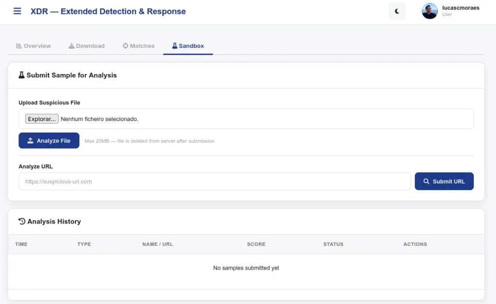 SOC AI Agent Datei-Sandbox-Analysepanel