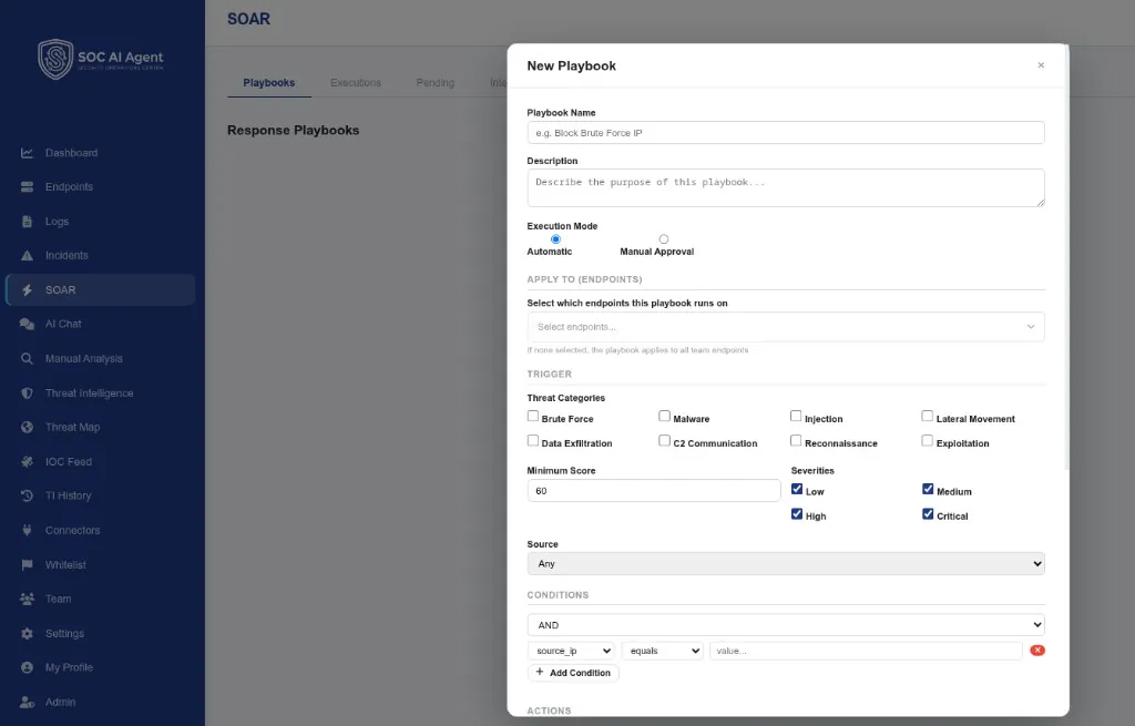 SOC AI Agent SOAR-Playbook-Konfiguration